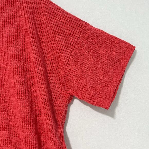 Eileen Fisher Organic Linen Cotton Slub Boxy Top M Orange Red Drop Shoulder NEW - Picture 4 of 10